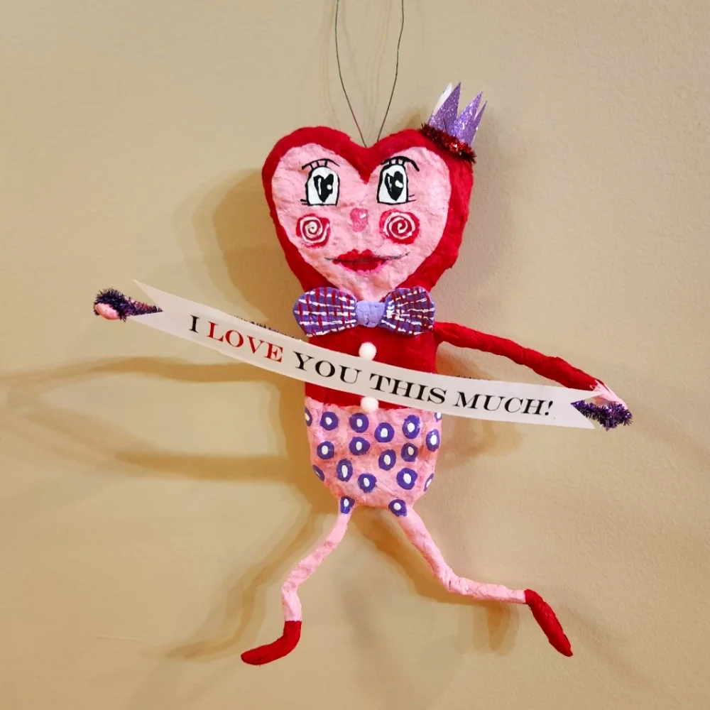 New handmade spun cotton vintage inspired Valentine person. - Picture 1 of 2